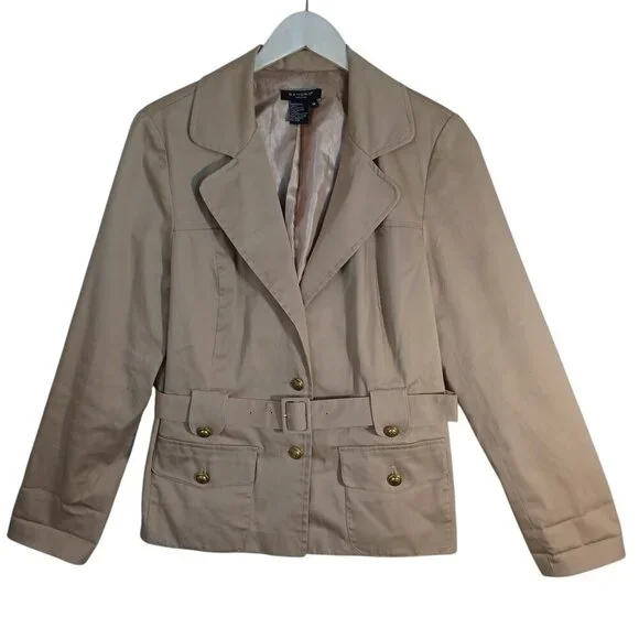 Sandro Sportswear Trench Coat Jacket Length Classic Tan Womens Medium - Picture 12 of 12